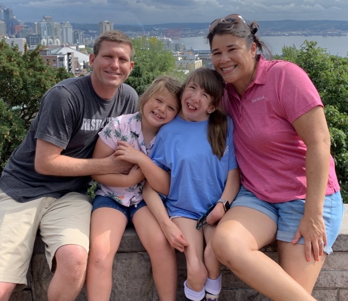 On vacation: the family tries to live as normally as possible.  Here's dad Marcus, little sister Iris (8), Grace and mom Sunny.  Photo: Media Drum World