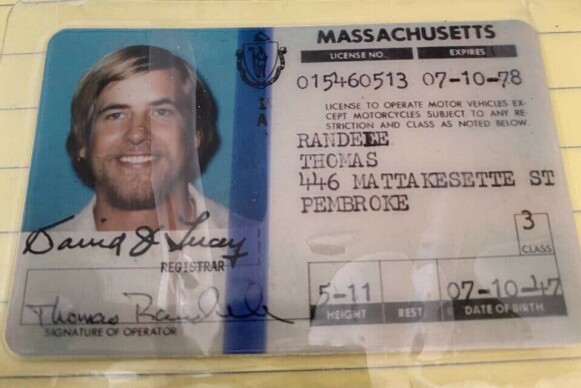 New Identity: Thomas Randall's Massachusetts ID card.  Photo: the police