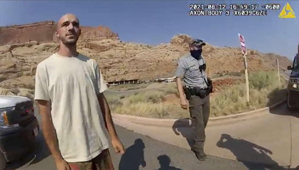 ARGENTINA: Brian Laundry, girlfriend of Gabi Pettito, speaks to police in Moab, Utah after the couple was arrested August 12.  Photo: Moab Police Department, via AP