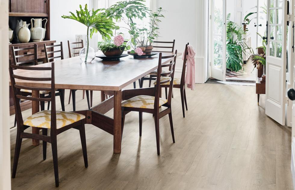 Laminate floors can take a beating and a lot of mess.  Pergo has many different collections, with everything from completely light floors to completely dark floors.  The Lillehammer collection is our most realistic yet, and suits every style and room.  Photo: Bergo