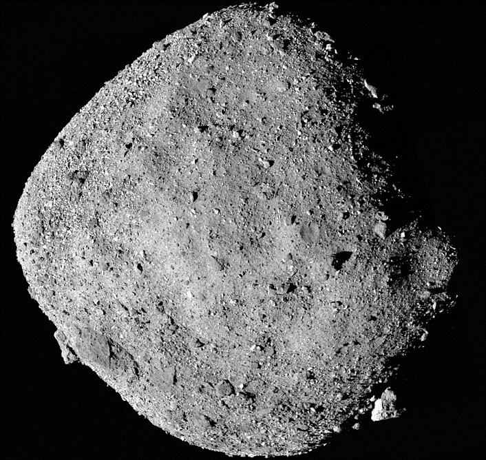 A close-up of the asteroid Bennu, seen by OSIRIS-REx in 2019. This is an example of an asteroid that scientists believe consists of loose pebbles and rocks that are held together by gravity.  Its diameter is about 490 meters.