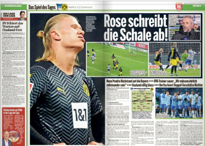 In the headlines: Desperate Erling Braut Haaland graces Germany's leading newspaper, Bild am Sonntag.