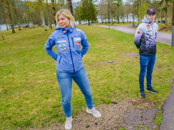 Press Briefing: Maren Lundby and Halvor Aigner Granrod lined up together for a press conference with the national jump team in May.  That was before it became known that Lundby would be giving up the Olympic season.  Photo: Stian Lysberg Solum / NTB