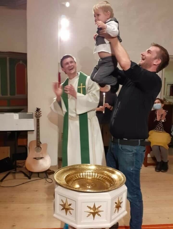 Baptism: And suddenly William was baptized.  Photo: private