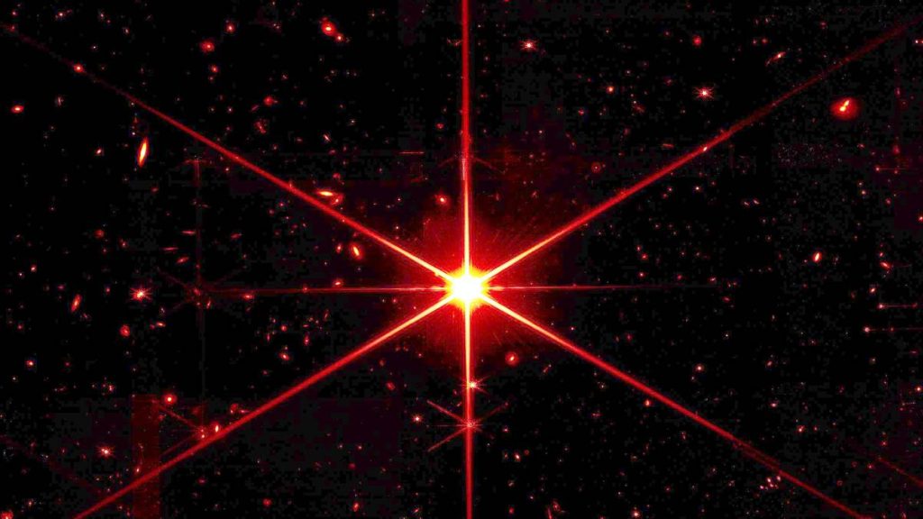 Stjernen kalt TYC 4212-1079-1. Bildet er tatt at romteleskopet James Webb.
