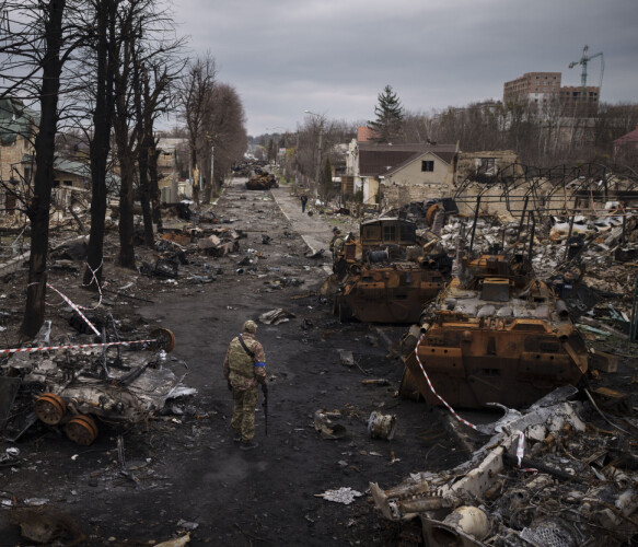 Fighting raged in Potzga, a former small town on the outskirts of Kyiv with a population of about 40,000.  Russia claimed that Ukraine had made false accusations against them.  Potsgas' death has been documented by forensic scientists.  Photo: Felipe Dana/AP/NTB