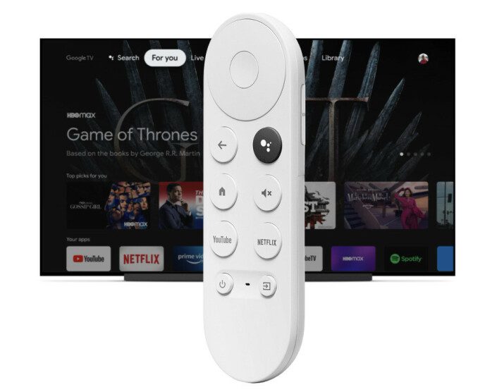 Remote Control: This is the remote control that comes with Chromecast with Google TV.  You can use the voice by holding down the assistant button, and it can also control the TV and other connected devices.  Image: google