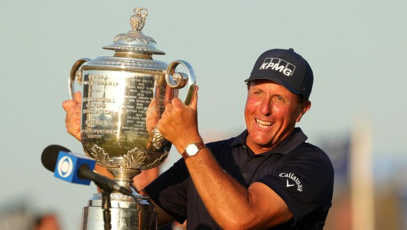 Historic: Phil Mickelson with the trophy after winning the PGA Championship in 2021. Photo: Stacey River