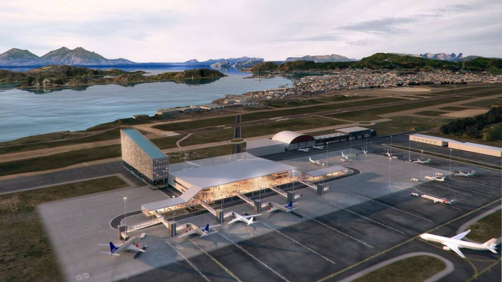 Avinors oversiktsbilde av hvordan terminalen på nye Bodø lufthavn kan bli.