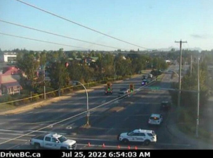 Police work: A picture from police work Monday morning local time.  Photo: DriveBC
