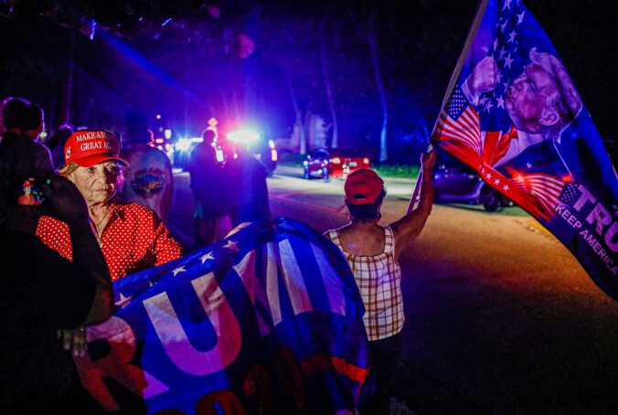 Support: Several Trump supporters attended the demonstration outside Mar-a-Lago Photo: Marco Bello / AP