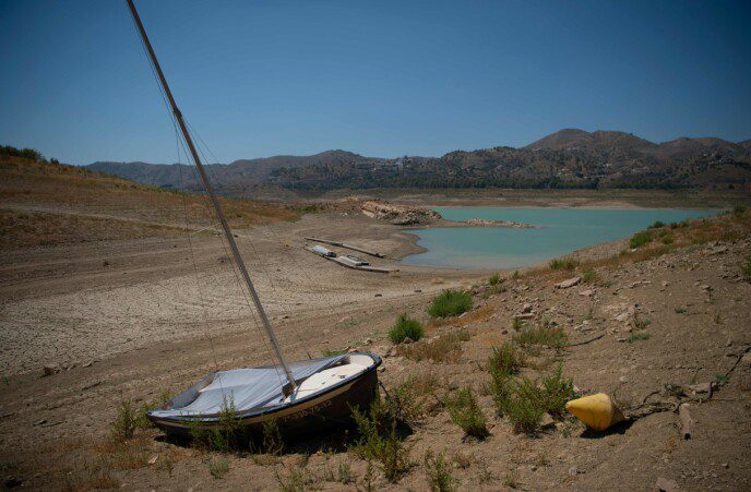 Dry: The Vinuela reservoir near Málaga is just over 10% of its capacity Photo: AFP/NTB