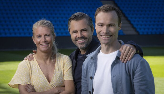 The star trio: Solveig Gulbrandsen (formerly), Jan-Henrik Børslid and Endre Olav Osnes were among those who covered the FIFA Women's European Championship in 2022 for TV 2. Photo: Julia Marie Naglestad/NRK/TV 2