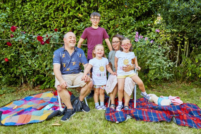 Hereditary: Father Paul has the same disease as Neil, while Isaac (14 years old) and Martha (5 years old) have normal vision.  Photo: Matt Barbour