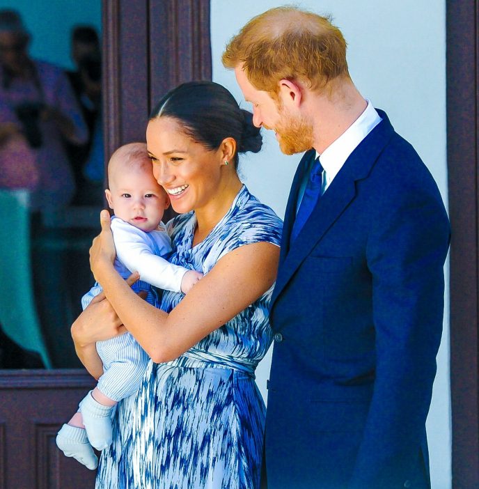 In Safe Arms: Archie Harrison Mountbatton with his parents, Prince Harry and Meghan Markle.  Photo: NTB