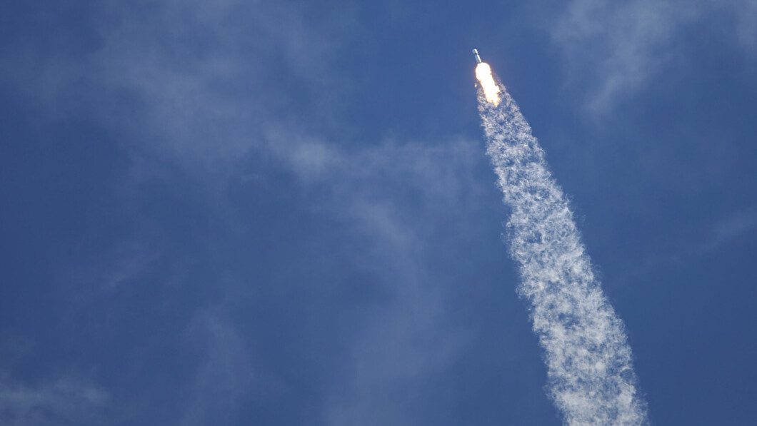 Launch: A SpaceX Falcon 9 rocket lifts off with the Dragon spacecraft on top from NASA's Kennedy Space Center on Wednesday.  Photo: Joe Skipper/Reuters/NTP