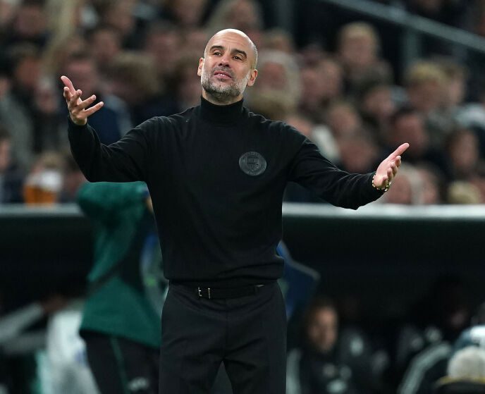 Frustrated: Pep Guardiola may wish his men had scored all three points against FC Copenhagen.  Photo: AFP