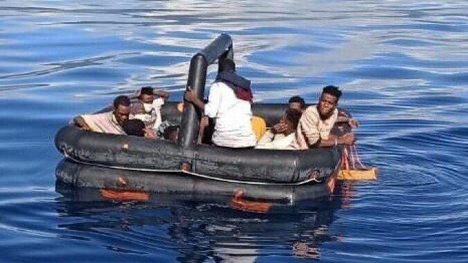 The wait: the refugees left in the boat to fend for themselves.  Photo: Private Boat Report / Aegean Sea