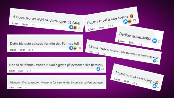 Unsatisfied: At the time of writing, over 900 people have commented on the Facebook post to NRK where it becomes clear who was inside the snow bot.  Image: Screenshot from NRK's ​​Facebook comment field