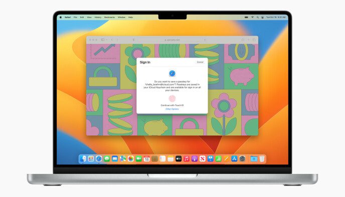 Say Goodbye to Passwords: With passkeys, you don't have to remember or enter passwords on your Mac.  Photo: Apple