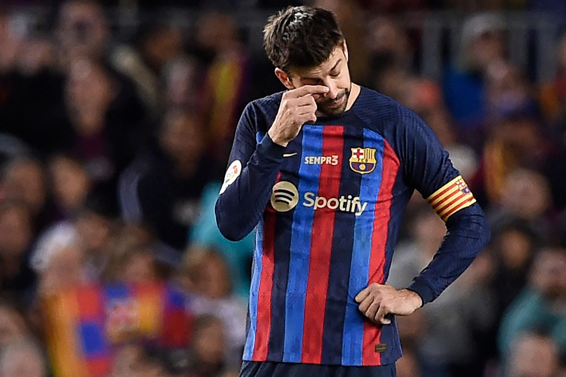 Pique ended his career in tears