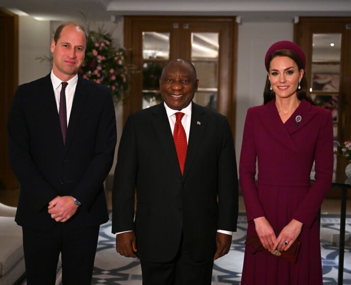 State visit: Prince William, South African President Cyril Ramaphosa and Princess Kate at the Corinthia Hotel in London during their state visit.  Photo: Justin Tallis/Pa Photos/NTB