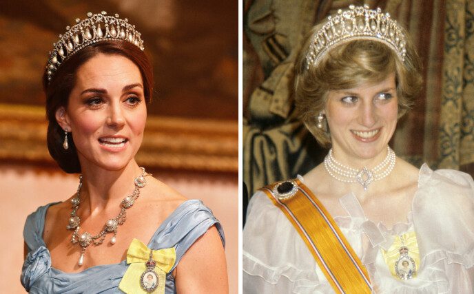 Do as Diana: Kate with the crown on October 23, 2018, and the late Diana with the same crown on November 17, 1982. Photo: PA/NTB