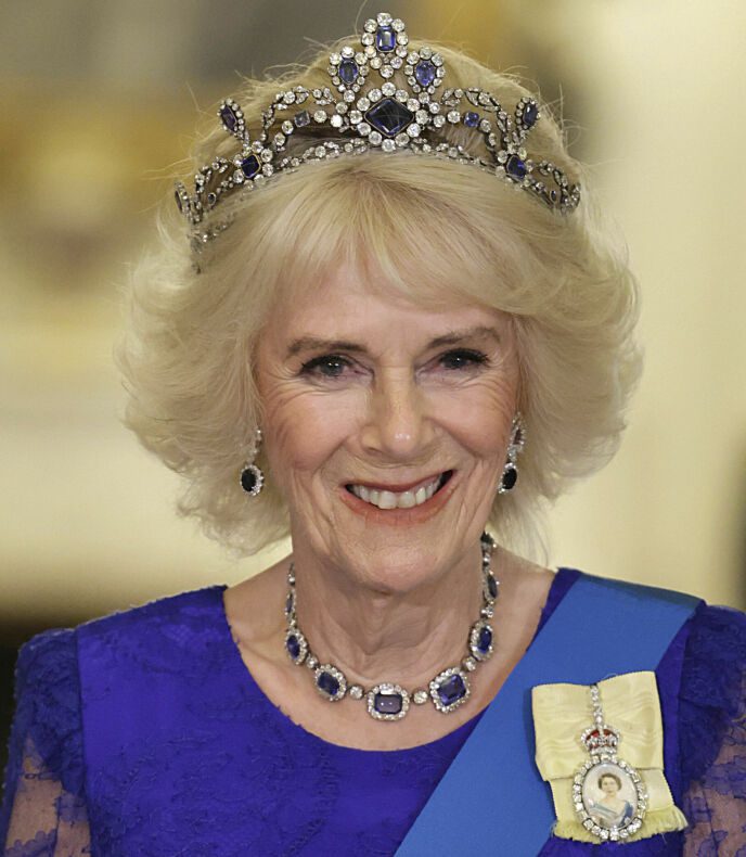 Inheritance: Camilla first used the late Queen Elizabeth's tiara with accompanying jewellery.  Photo: Chris Jackson/Pool via AP/NTB.