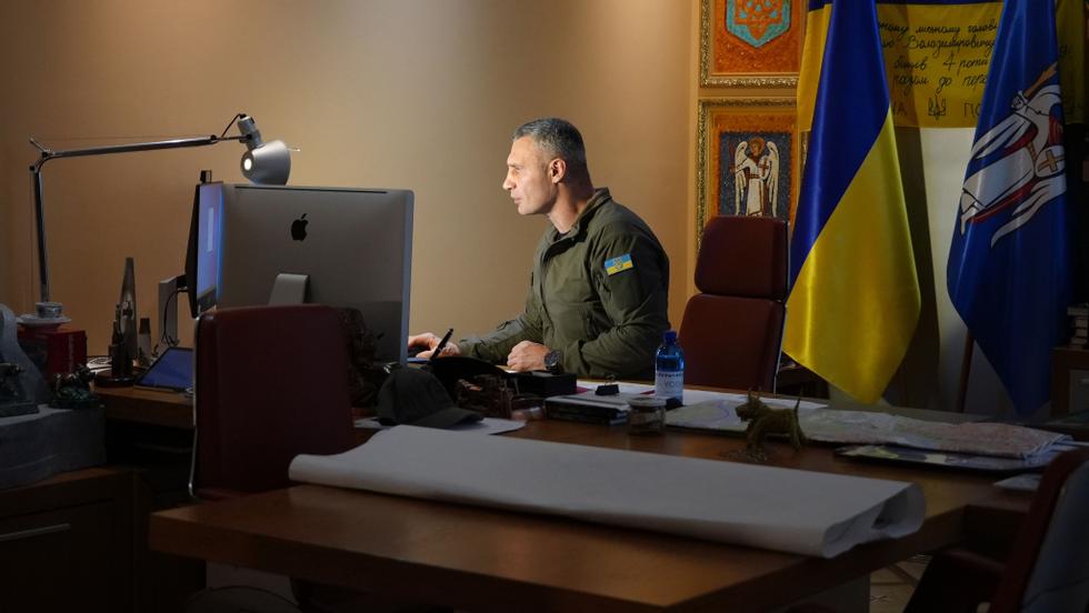 Mayor Vitali Klitschko is pictured in his office in Kiev.  Photo: John Leicester/AP/NTB