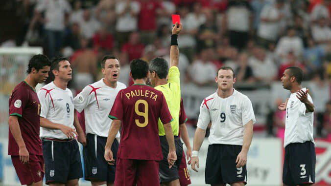 I watched it in red: Wayne Rooney was sent off against Portugal in 2006. Cristiano Ronaldo loved that.  Photo: Martin Rickitt